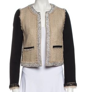 TORY BURCH Tweed Pattern Rhinestone Evening Jacket. Size: 4.